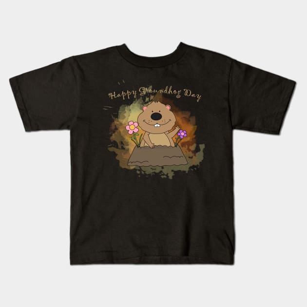 Happy Groundhog Day t-shirt Kids T-Shirt by adouniss